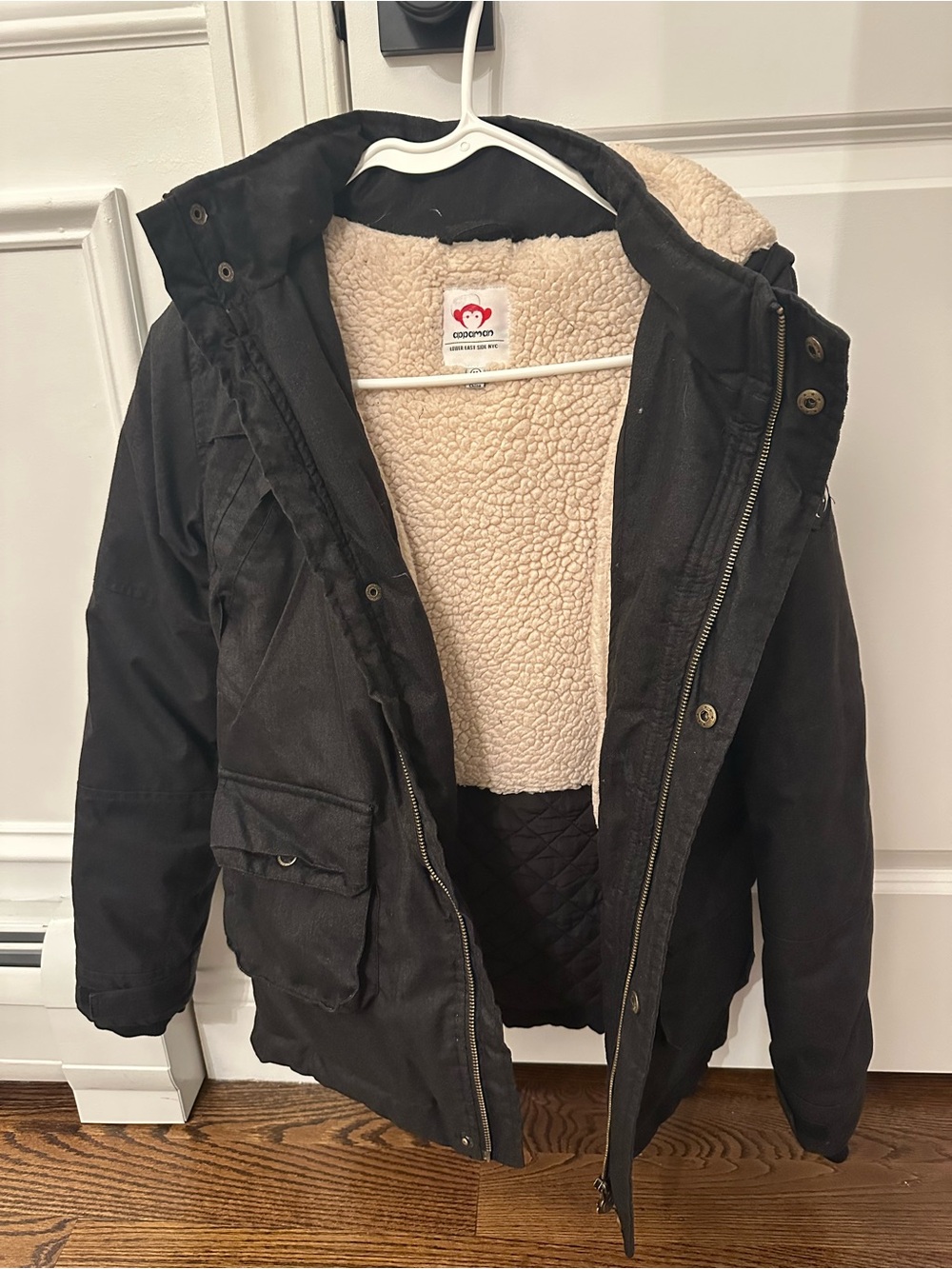 Appaman Black down Puffer Jacket with Cream Sherpa Interior